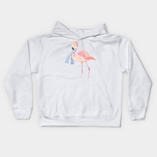 Flamingo in winter Kids Hoodie